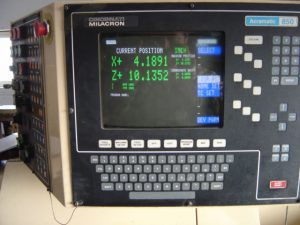A photo of an control panel of an old cnc lathe